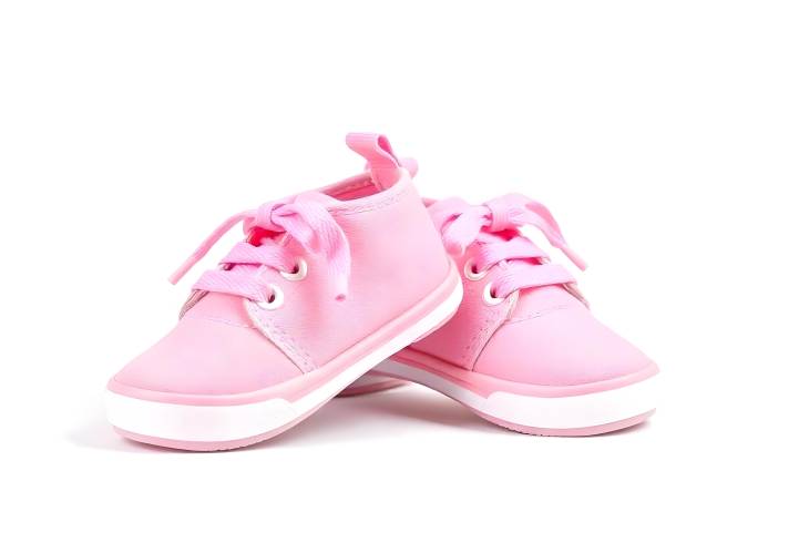 Pastel Pink Baby Sneakers for Infants Isolated on White Background